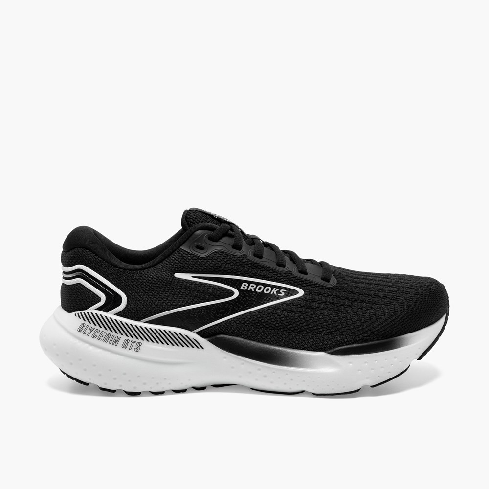 Chaussures Running Route Brooks Glycerin GTS 21 Noir Grise Blanche Femme | QHD-5536438